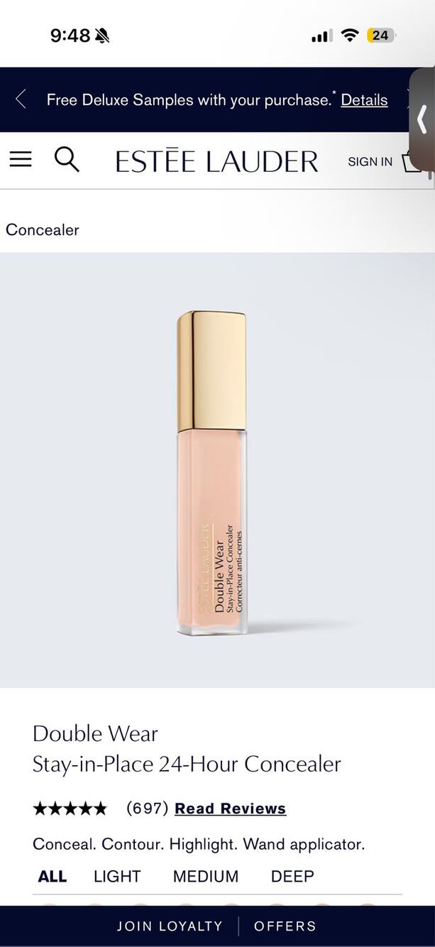 New In Box! Estée Lauder Double Wear
Stay-in-Place 24-Hour Concealer
Shade 1W